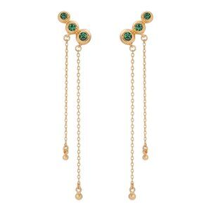 Ettika Emerald City Waterfall Earrings 18k Gold Plated With Green Crystals NWD
